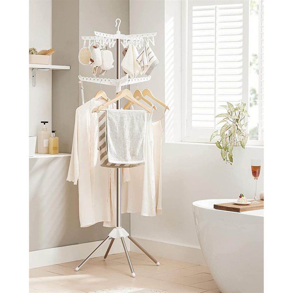 Clothes Drying Rack - 1–3 Tier Folding - 360° Rotating Arms