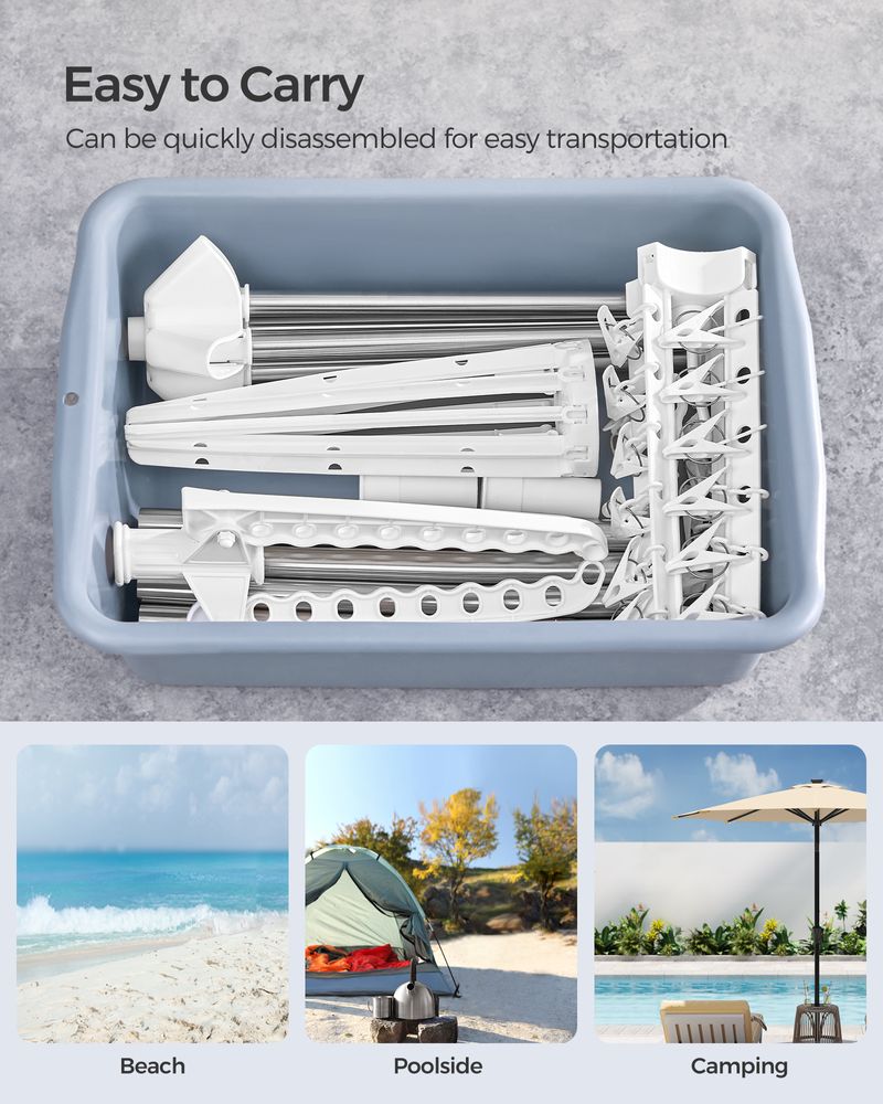 Clothes Drying Rack - 1–3 Tier Folding - 360° Rotating Arms