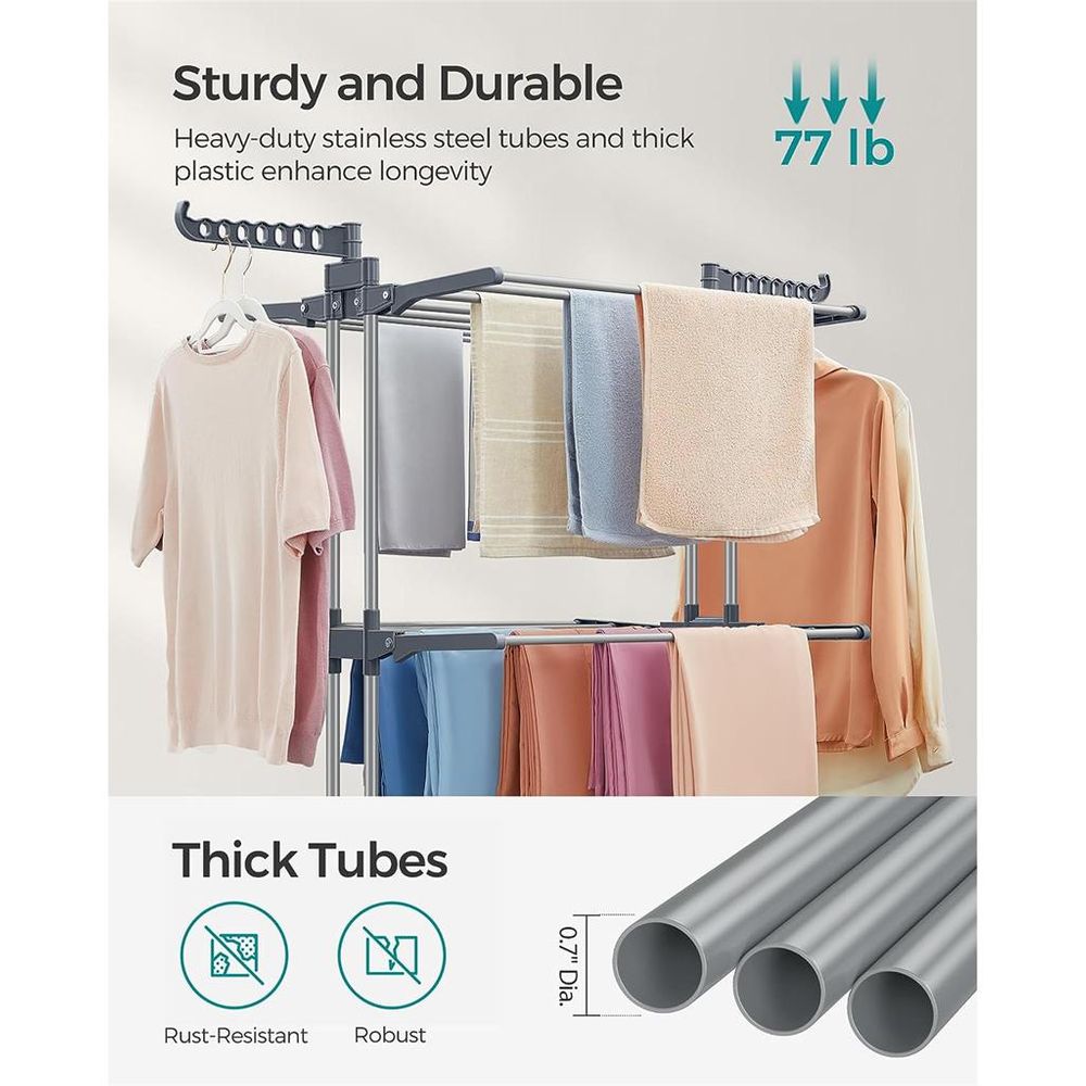 Clothes Drying Rack Stand - 4 Tier - Foldable Indoor Outdoor