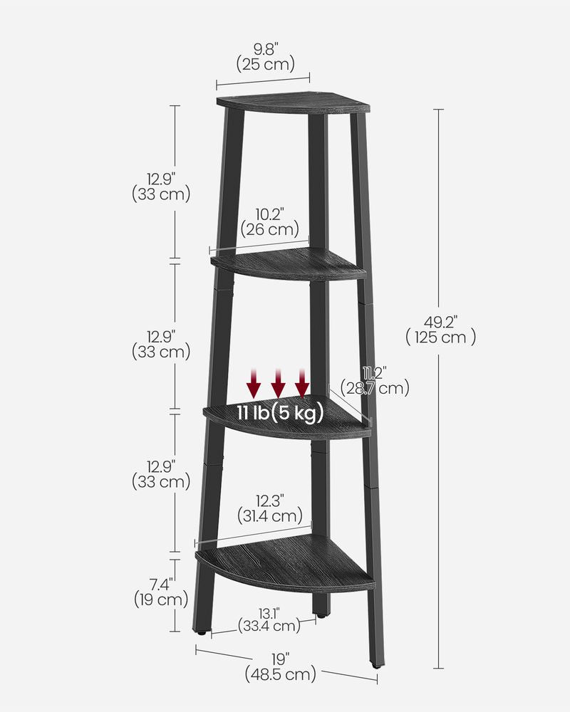 Corner Shelf Stand - 4 Tier - Floor Standing Storage
