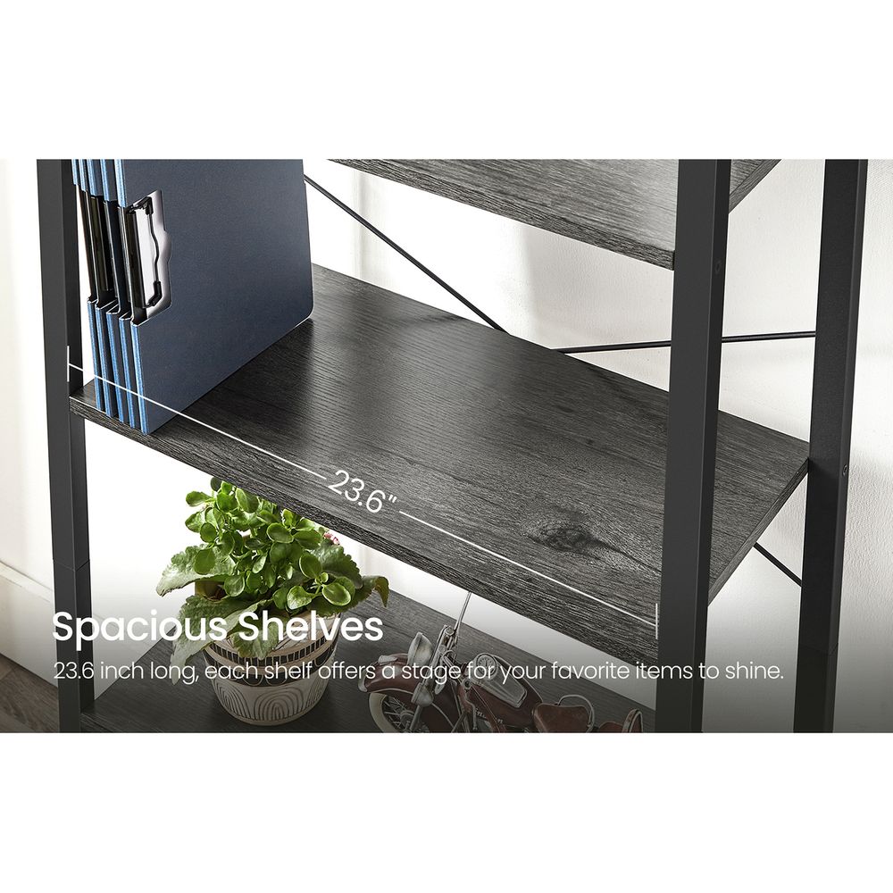 Bookshelf - 4 Tier Tall - Steel Frame - Space Saving