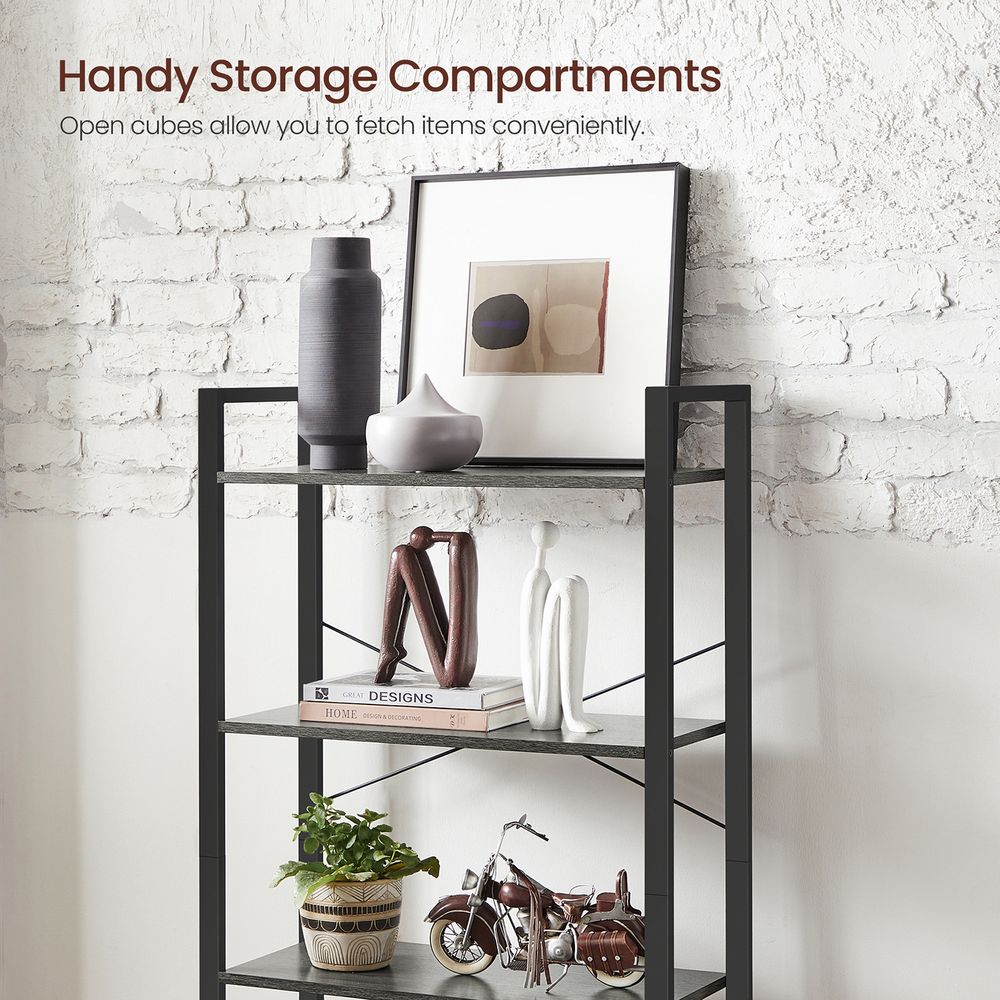 Bookshelf - 4 Tier Tall - Steel Frame - Space Saving