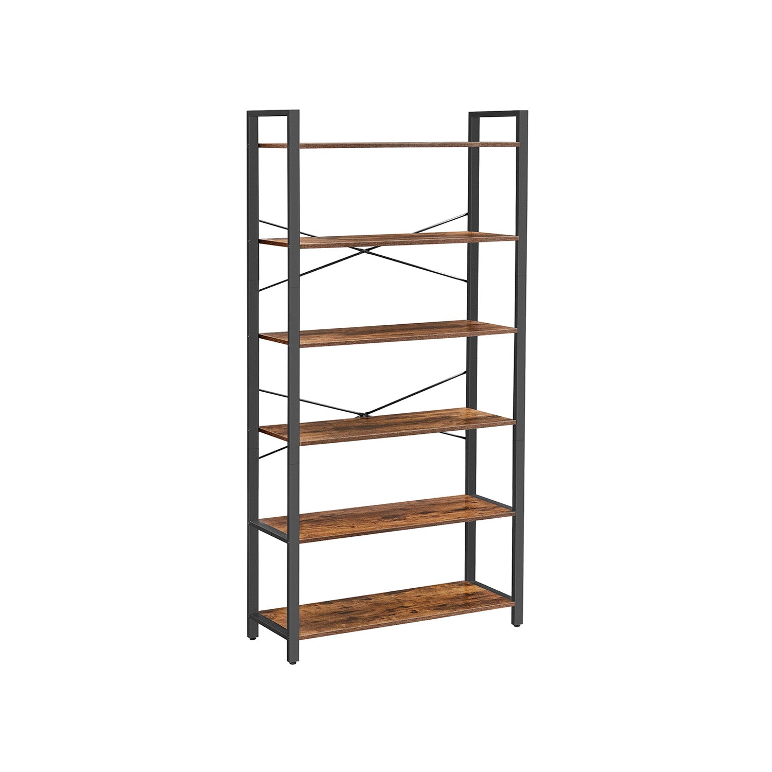 Bookshelf - Industrial 6 Tier - Steel Frame Tall Storage Shelf