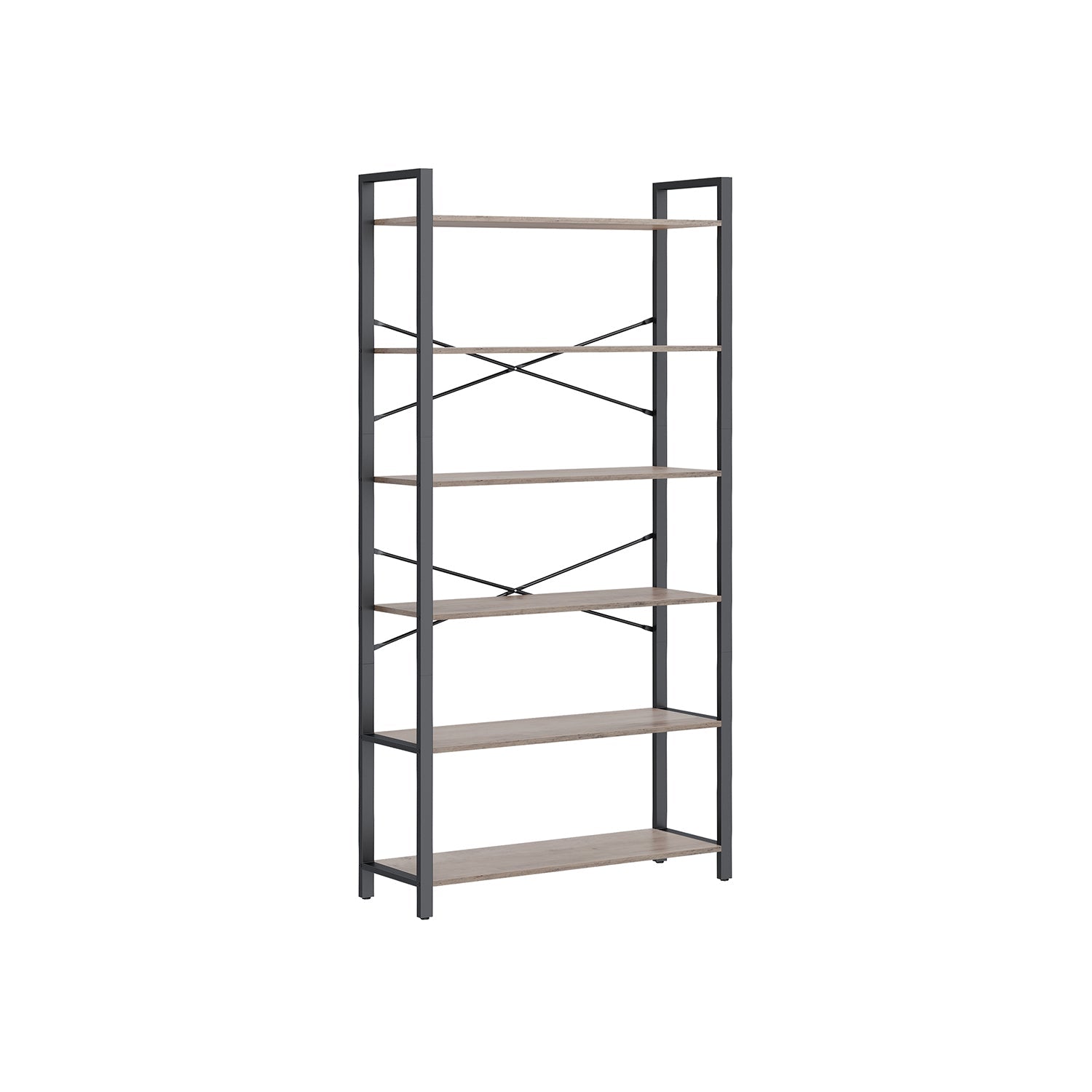 Bookshelf - Industrial 6 Tier - Steel Frame Tall Storage Shelf