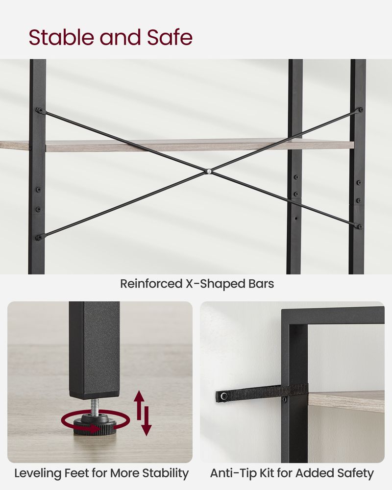 Bookshelf - Industrial 6 Tier - Steel Frame Tall Storage Shelf