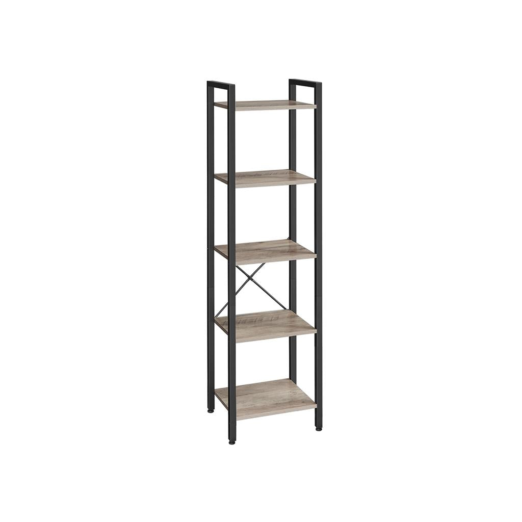 5 Shelf Storage Shelving Unit Narrow Bookcase With Steel Frame