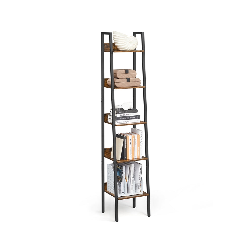 5 Tier Bookshelf Narrow Ladder Shelf Storage Shelving Unit