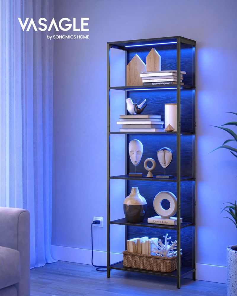 Bookshelf - 5 Tier LED - Dimmable Lights Display Shelf
