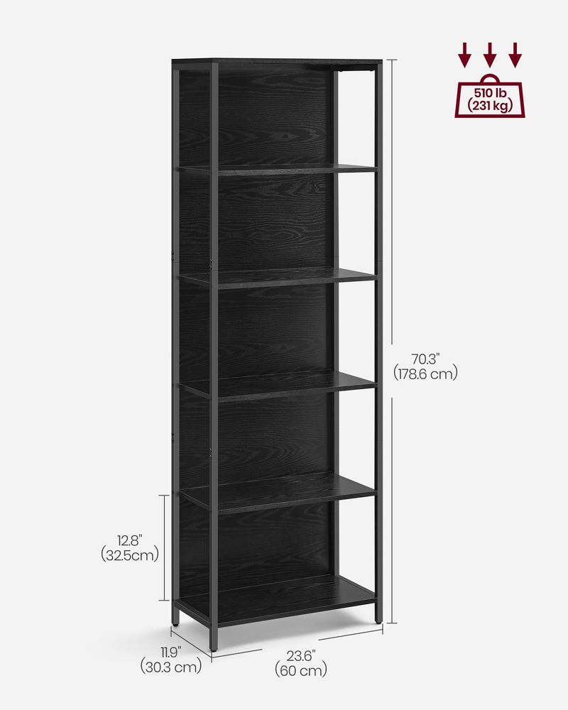 Bookshelf - 5 Tier LED - Dimmable Lights Display Shelf