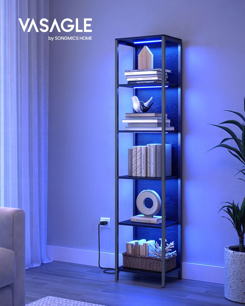 Bookshelf - 5 Tier LED - Dimmable Lights Display Shelf
