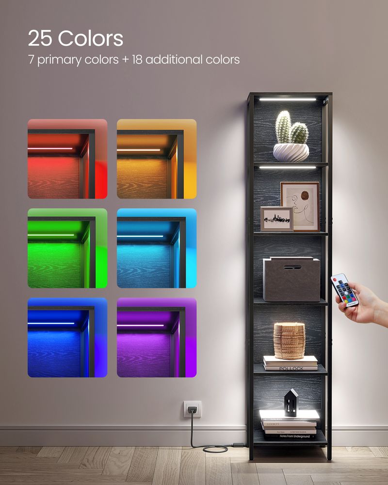 Bookshelf - 5 Tier LED - Dimmable Lights Display Shelf