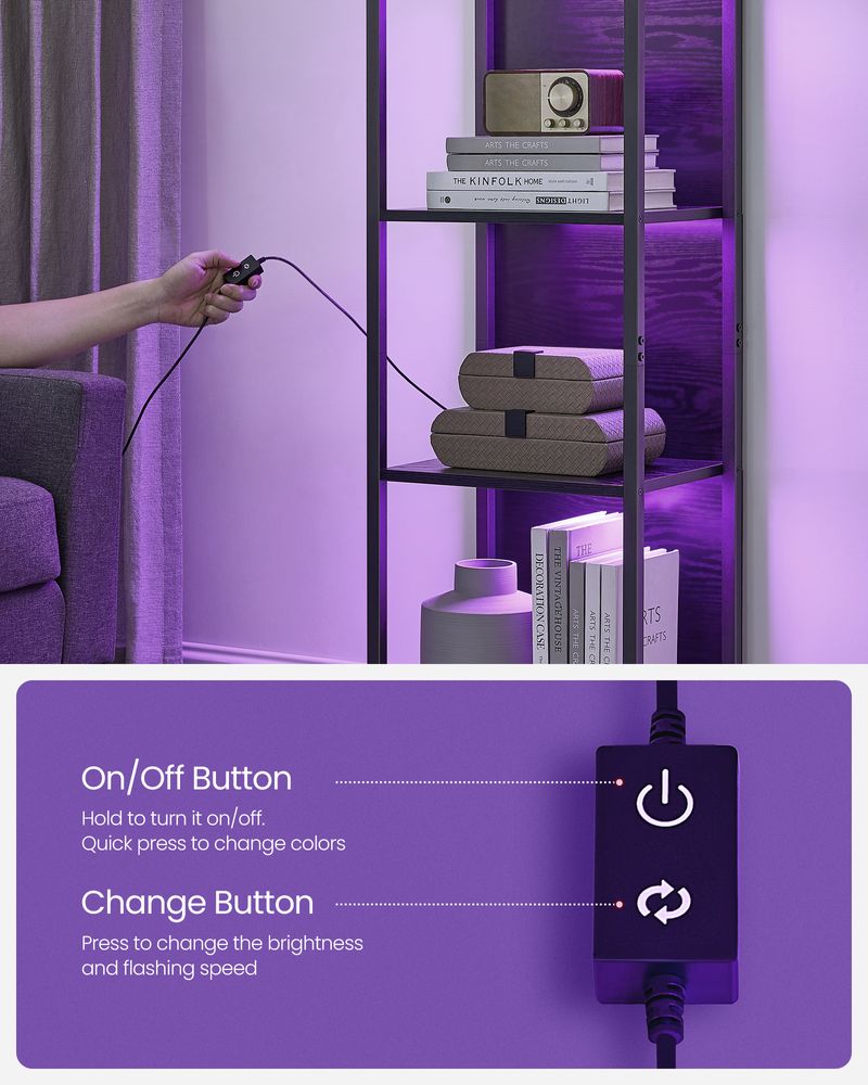 Bookshelf - 5 Tier LED - Dimmable Lights Display Shelf