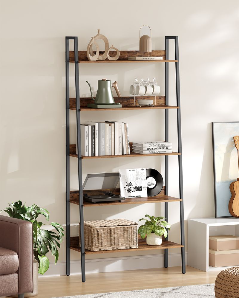 Ladder Shelf - 4 Tier Slim - Metal Frame Storage Shelf