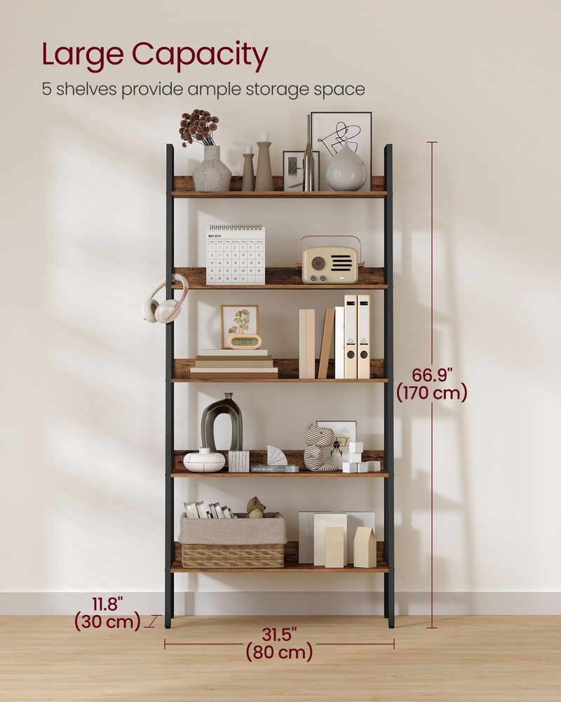 Ladder Shelf - 4 Tier Slim - Metal Frame Storage Shelf