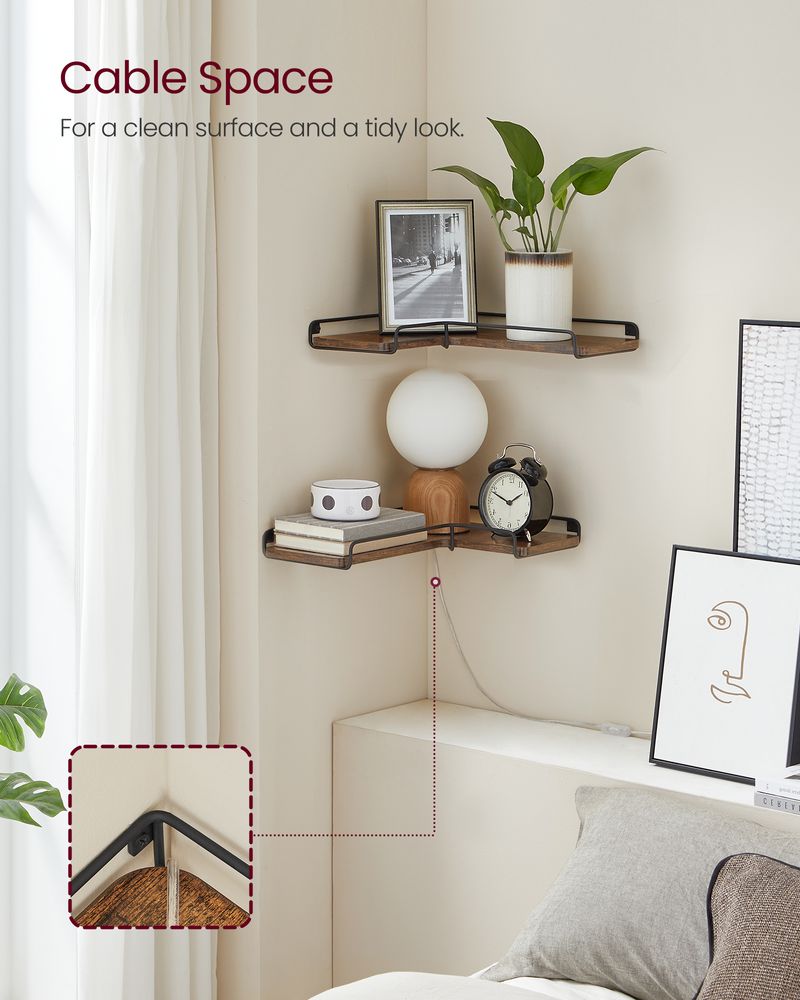 Corner Wall Shelves Set of 2 – Floating Design – Space-Saving Storage