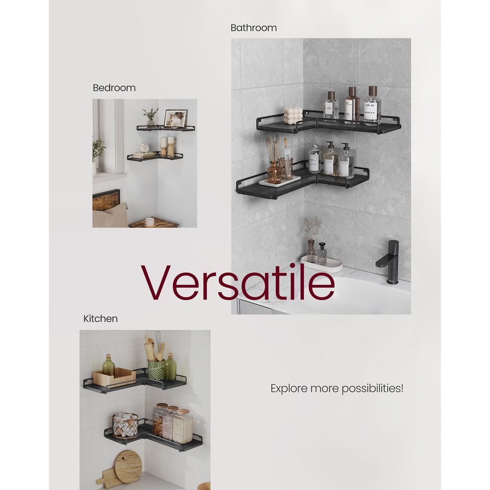 Corner Wall Shelves Set of 2 – Floating Design – Space-Saving Storage