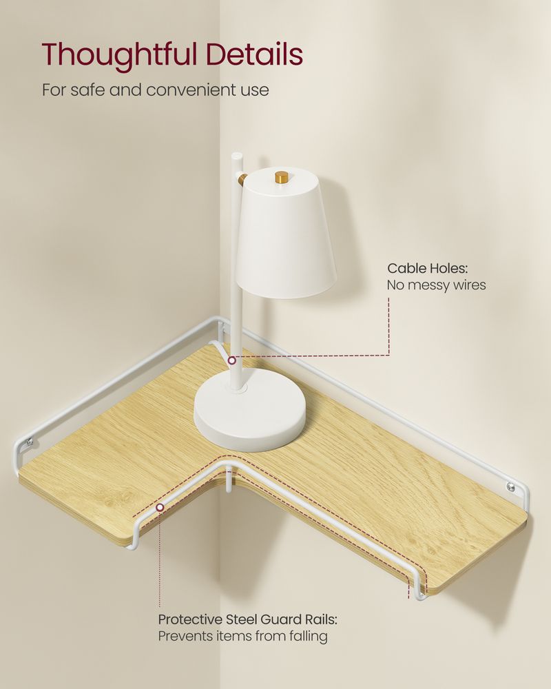 Corner Wall Shelves Set of 2 – Floating Design – Space-Saving Storage