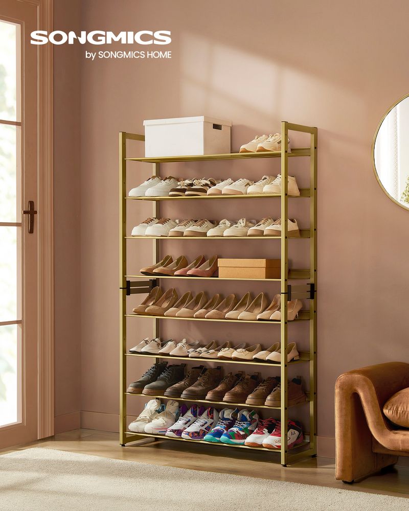 Shoe Organizer - 8 Tier Metal Rack - Large Capacity Storage