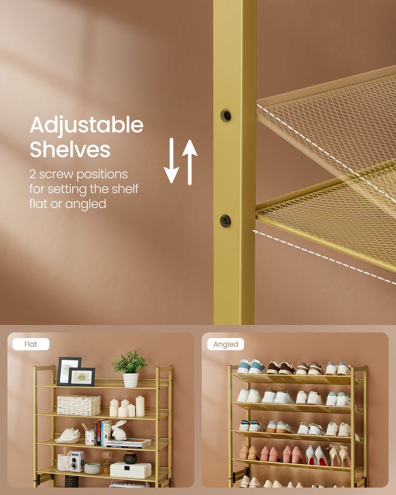Shoe Organizer - 8 Tier Metal Rack - Large Capacity Storage