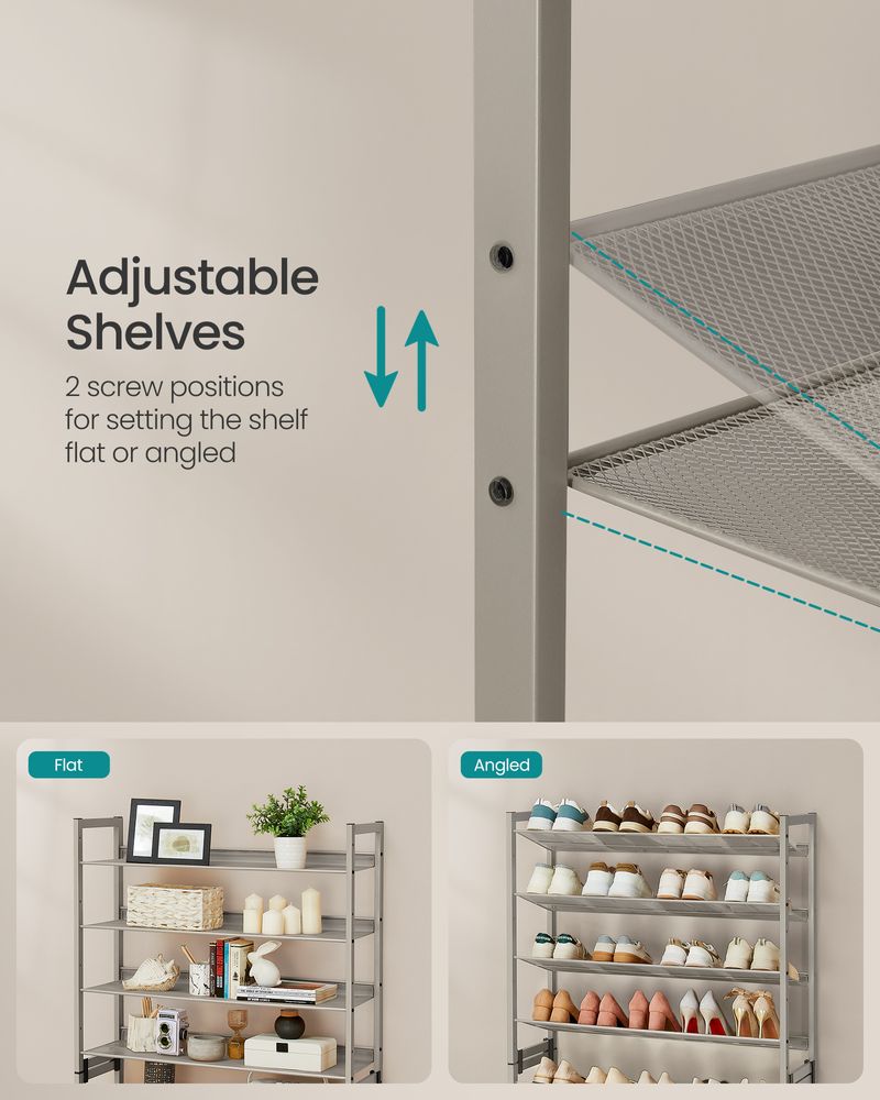 Shoe Organizer - 8 Tier Metal Rack - Large Capacity Storage