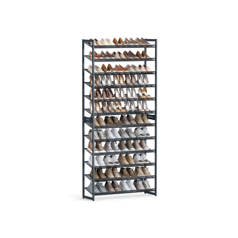 Shoe Organizer Rack - 12 Tier Metal - Large Capacity Storage