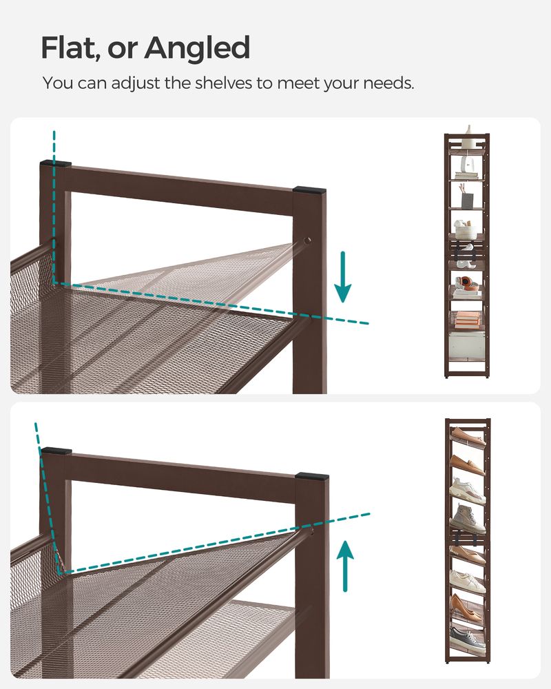 Shoe Organizer - 8 Tier Metal Rack - Large Capacity Storage