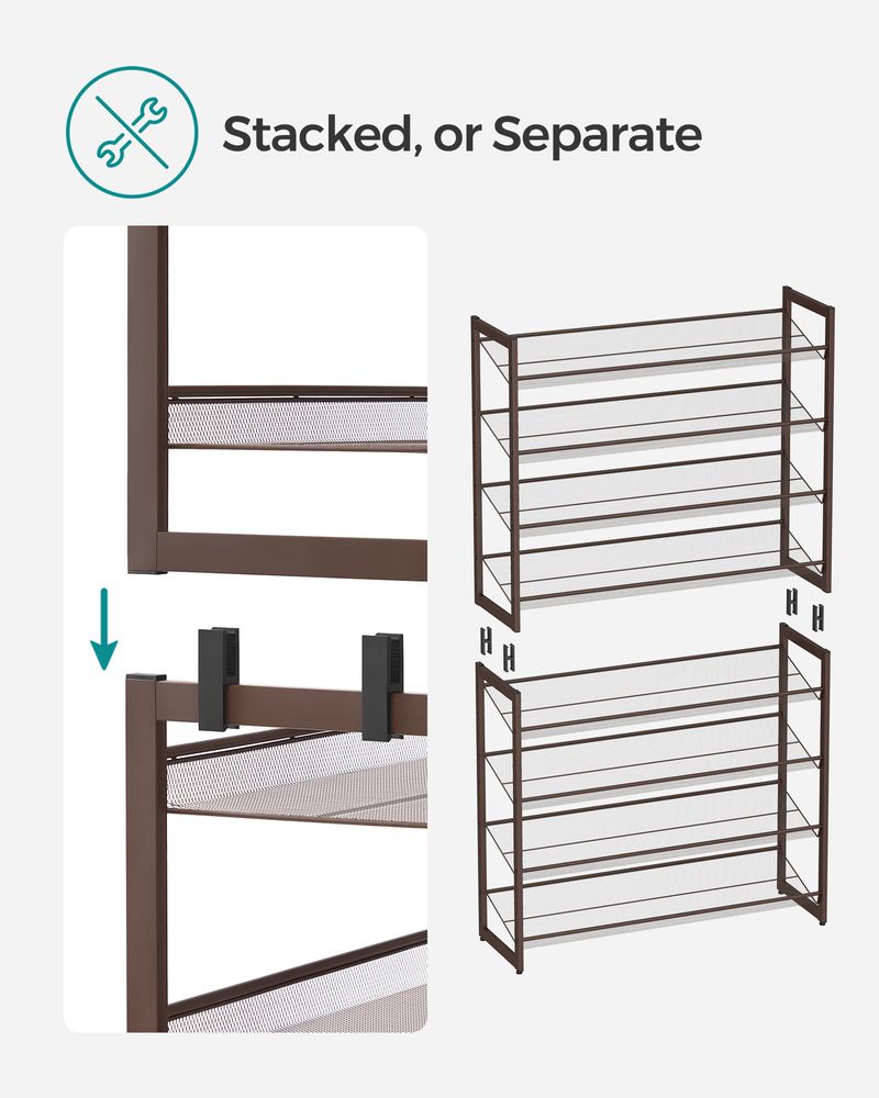 Shoe Organizer - 8 Tier Metal Rack - Large Capacity Storage