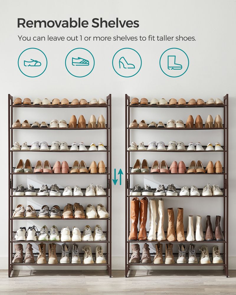 Shoe Organizer - 8 Tier Metal Rack - Large Capacity Storage