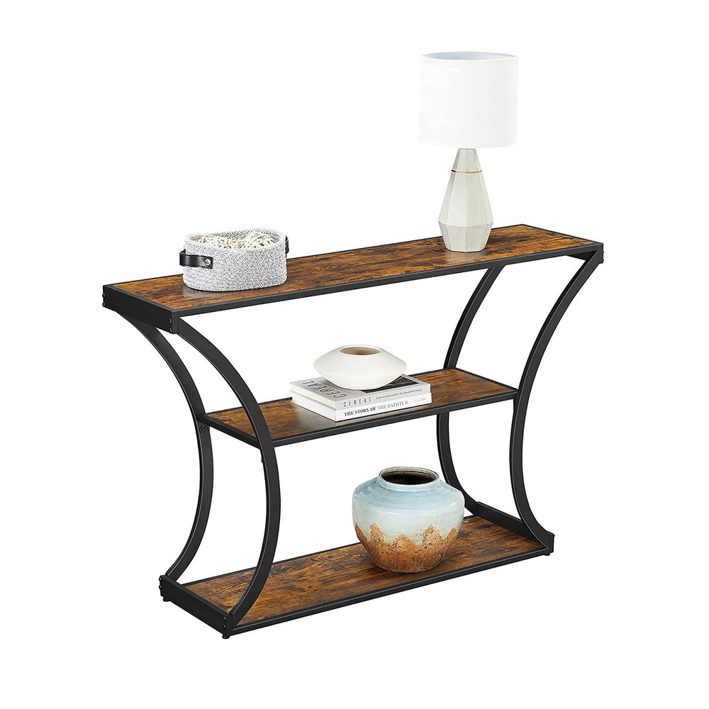 Console Table - Curved Frame Design - 2 Open Storage Shelves