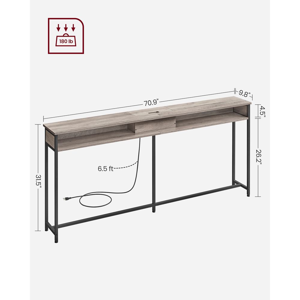 Console Table - 70 Inch - With Outlets And Shelves