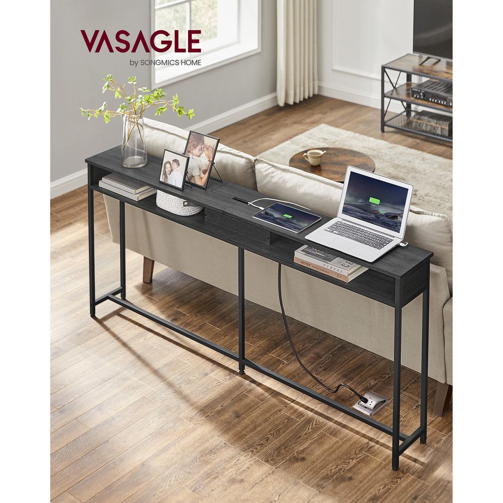 Console Table - 70 Inch - With Outlets And Shelves