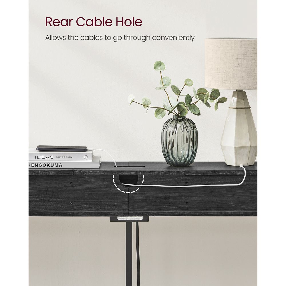 70 Inch Console Table With Outlet – Slim Design – Shelves for Entryway