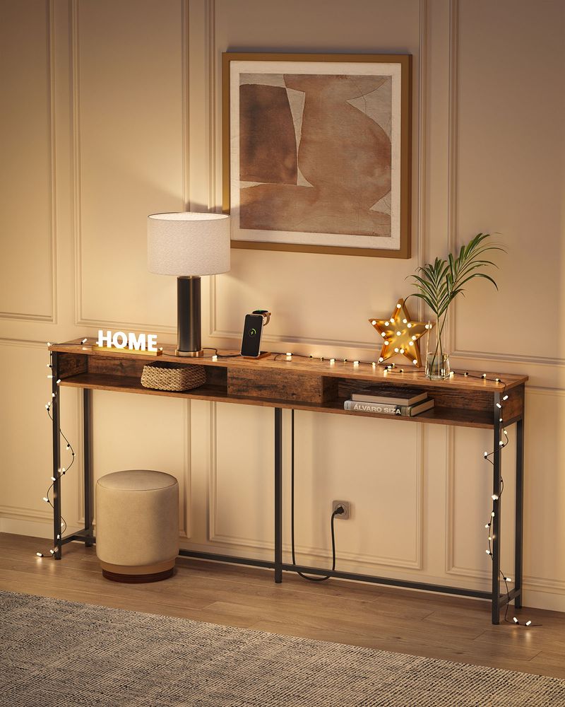 Console Table - 70 Inch - With Outlets And Shelves