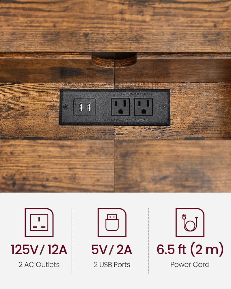 70 Inch Console Table With Outlet – Slim Design – Shelves for Entryway