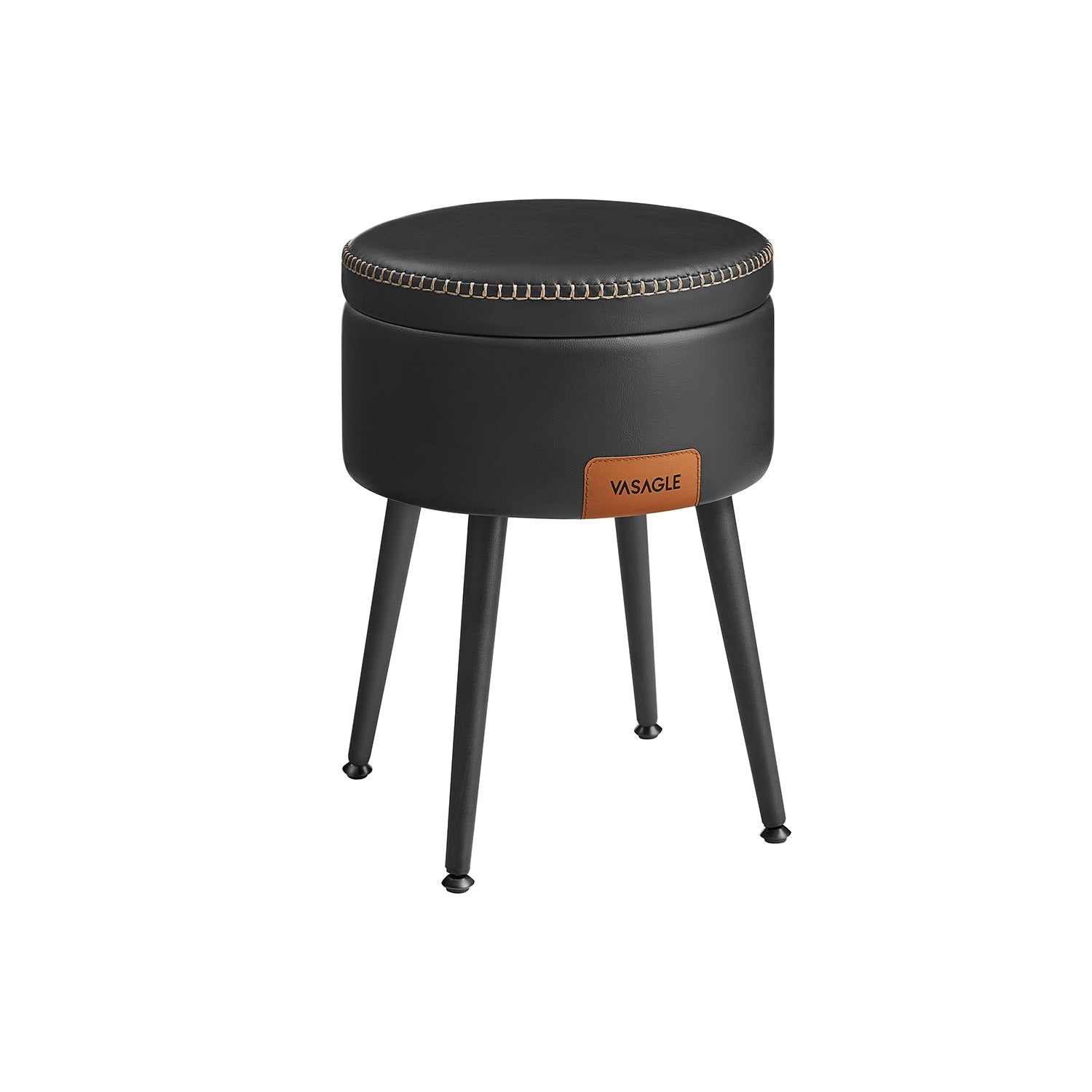 Round Storage Ottoman - Steel Legs - Upholstered Seating
