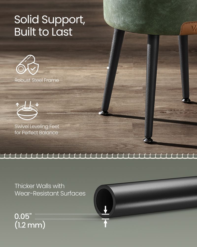 Round Storage Ottoman - Steel Legs - Upholstered Seating