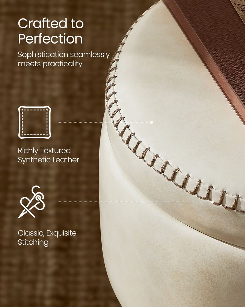 Round Storage Ottoman - Steel Legs - Upholstered Seating