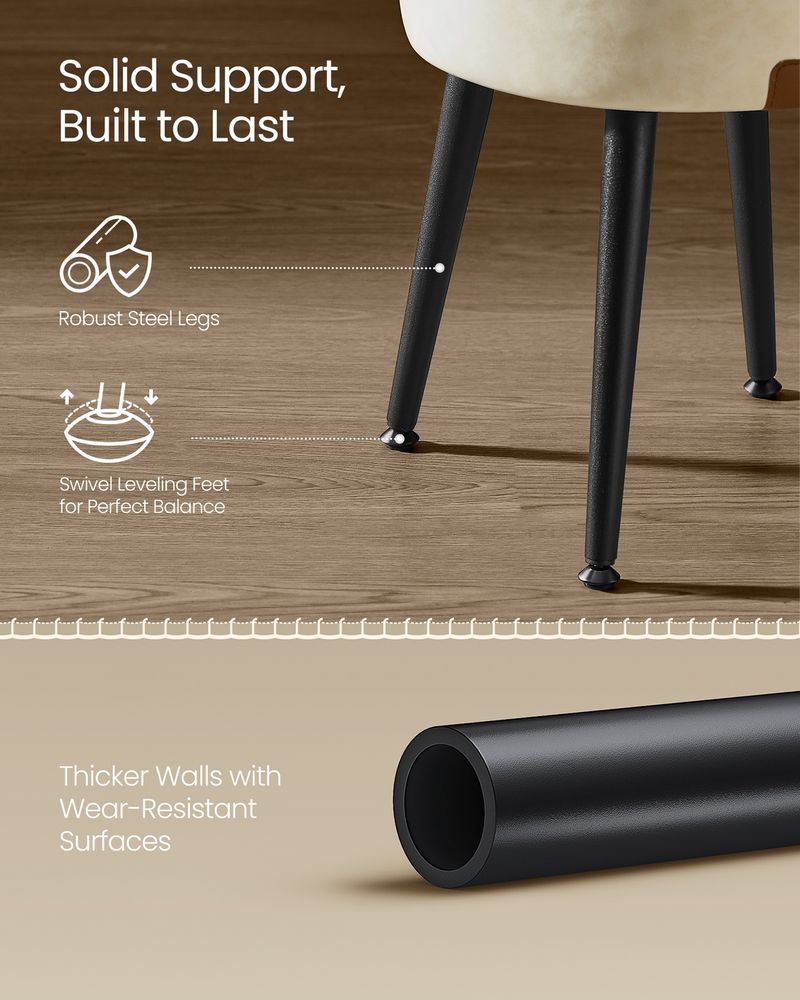 Round Storage Ottoman - Steel Legs - Upholstered Seating