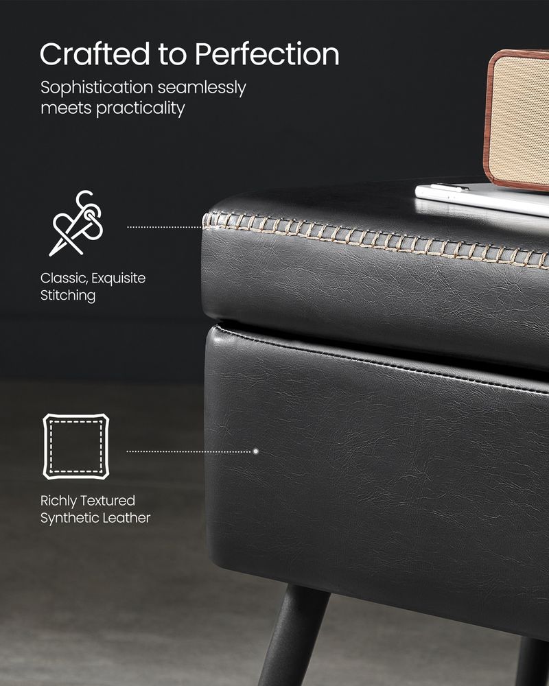 Storage Ottoman Bench - Steel Legs - Forest Green Upholstered