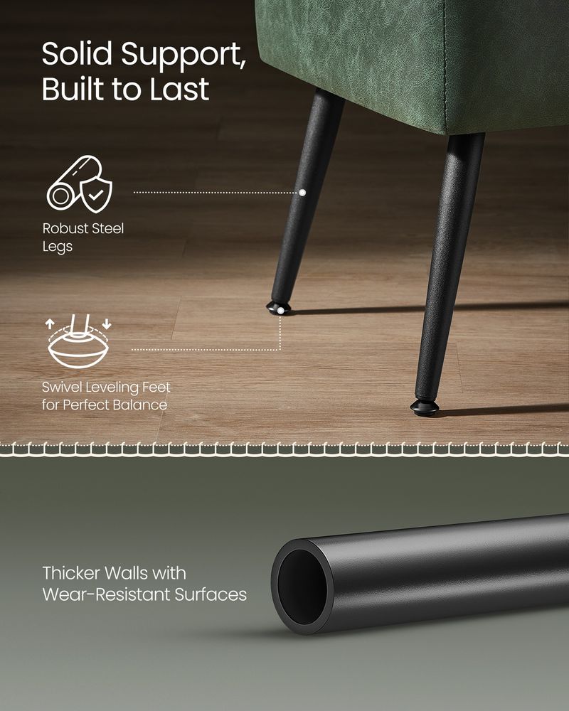 Storage Ottoman Bench - Steel Legs - Forest Green Upholstered