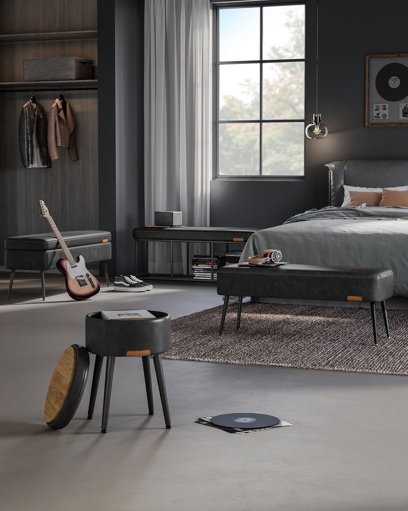 Ottoman Bench With Legs - Upholstered Seating - Multi Purpose