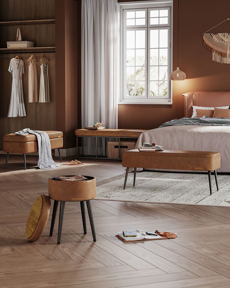 Ottoman Bench With Legs - Upholstered Seating - Multi Purpose