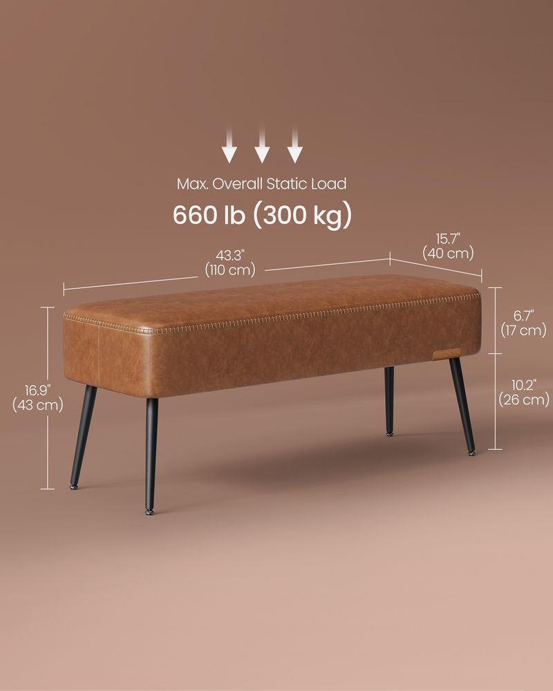 Ottoman Bench With Legs - Upholstered Seating - Multi Purpose
