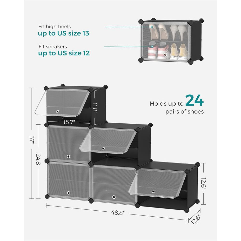 Shoe Organizer Cabinet - 6 Cubes With Doors - Holds 24 Pairs