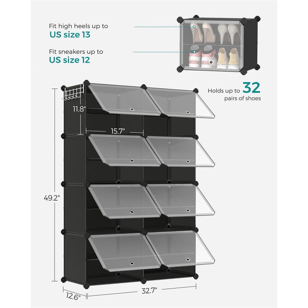 Shoe Organizer Cabinet - 6 Cubes With Doors - Holds 24 Pairs