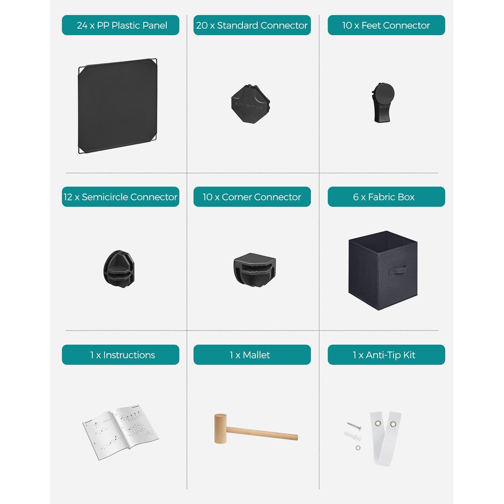 Cube Storage Organizer - With Storage Boxes - Set Of 16