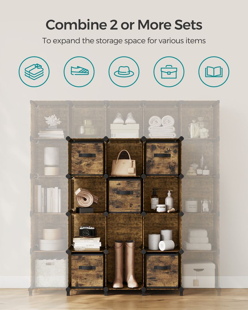 Cube Storage Organizer - With Storage Boxes - Set Of 16