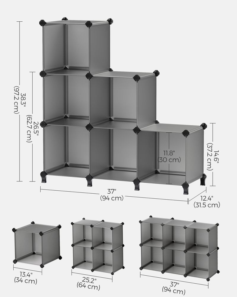 Cube Storage Organizer - 6 Cubes With Feet - Modular Design