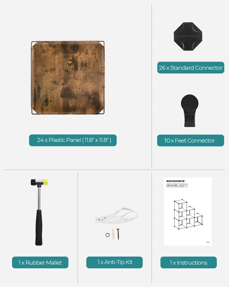 Cube Storage Organizer - 6 Cubes With Feet - Modular Design