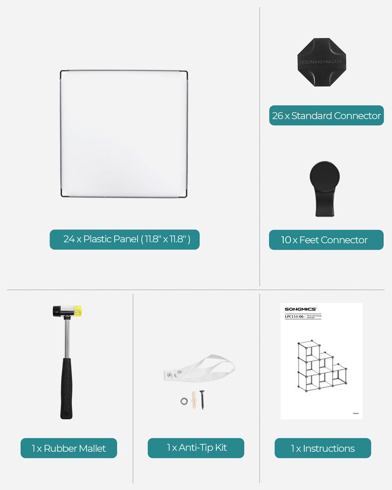 Cube Storage Organizer - 6 Cubes With Feet - Modular Design